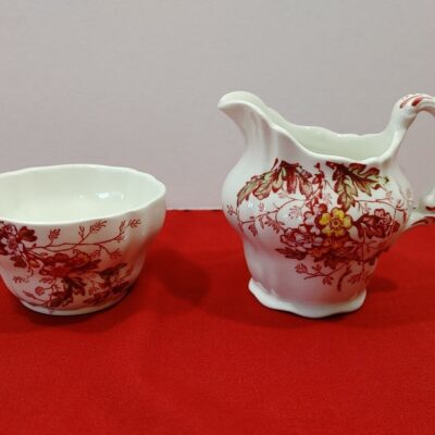 Booths England Washington Creamer and Sugar Bowl, Multicolor Floral