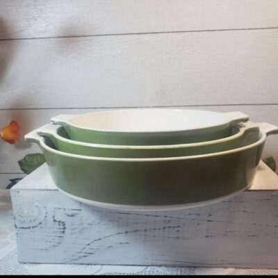 3 Pc Avacado Corning Casserole Dishes