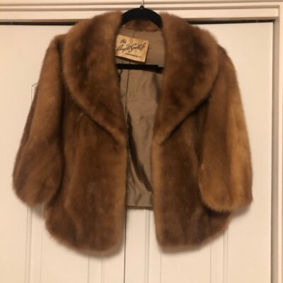 Vintage Real fur cape wrap shawl tan gradient