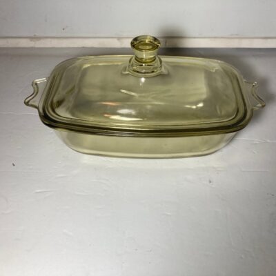 Wilhelm Wagenfeld Jenaer Glass Durax Baking Dish (3053) With Lid  Yellow  Amber