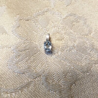 10k White Gold Aquamarine Diamond Pendant