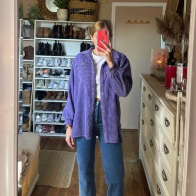 Nasty Gal purple corduroy button up shacket