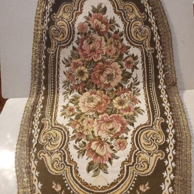 Antique Ottoman Embroidery 3 Piece Set Handmade Gold Thread Pink Yellow Floral