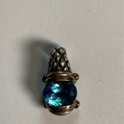 14k Gold And 925 vintage blue topaz pendant