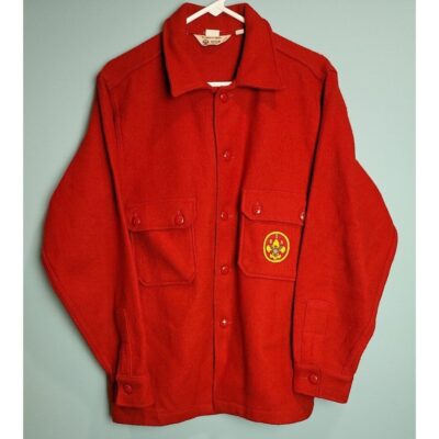 VINTAGE 70s BOY SCOUTS OF AMERICA OFFICIAL JACKET HEAVYWEIGHT RED WOOL LARGE 42