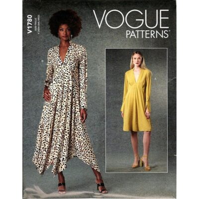 Vogue V1780 Deep V Neck Pullover Dress Misses L to XXL UNCUT Sewing Pattern