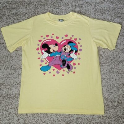 VTG 80s Mackler Disney Mickey Minnie Mouse Heart Love Valentine’s T Shirt Sz L