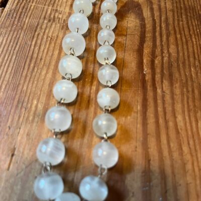 Vintage Quartz Stone Necklace Cloudy White