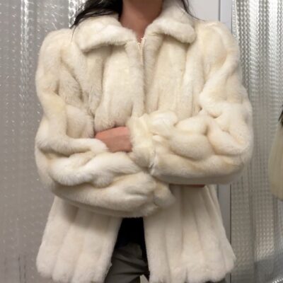 Vintage faux fur cream coat