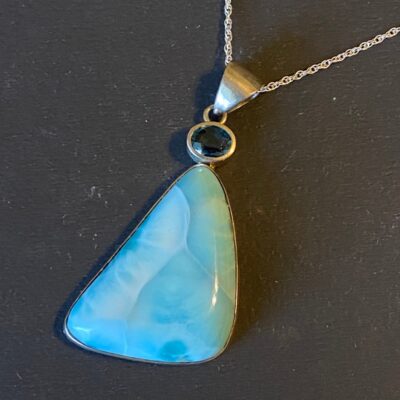 Vintage Sterling Huge Larimar Super long Necklace