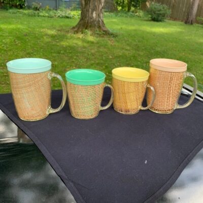 Vintage Raffiaware Burlap Insulated Mugs