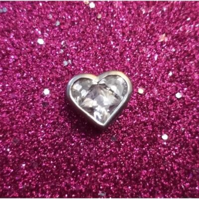 Sterling Silver CZ Clear Heart Pendant Etched “Love” 925 *No Chain*