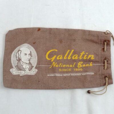 Albert Gallatin National Bank Bag Vintage Cloth Drawstring Pouch Deposit Sack