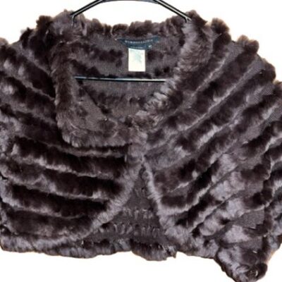 EUC BCBG Max Azria Brown Rabbit 80% Fur & Wool Blend Shawl Medium