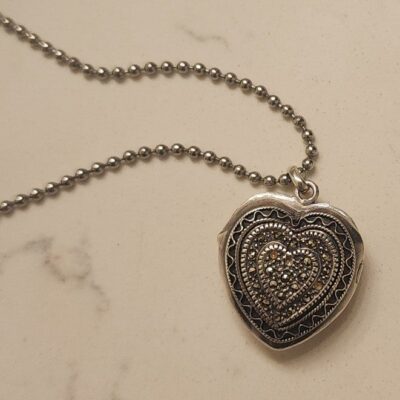 Sterling silver Estate Marcisite heart locket