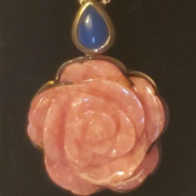 Strawberry Quartz Rose Pendant 925 SS Necklace