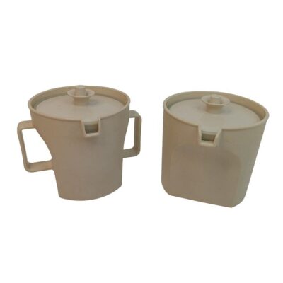 Vintage Tupperware Creamer & Sugar Set with Lids Almond Beige