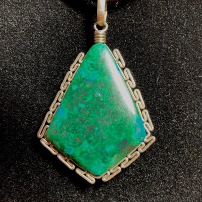 Chrysocolla and Silver Pendant Handmade in Peru