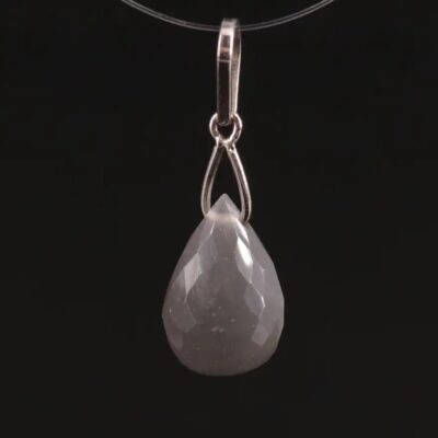 Natural Moonstone in Solid 14k Solid Gold Pendant w-Bail Stamped 14k