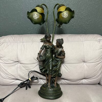 Vintage Widdop Bingham Co. Art Nouveau Deco Style Sisters Ladies Bronze Lamp