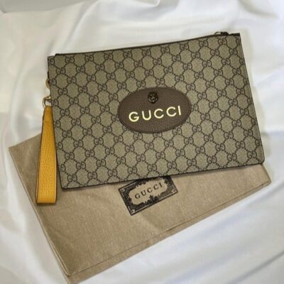 Authentic GUCCI Vintage GG Supreme Pouch Wristlet Clutch Bag