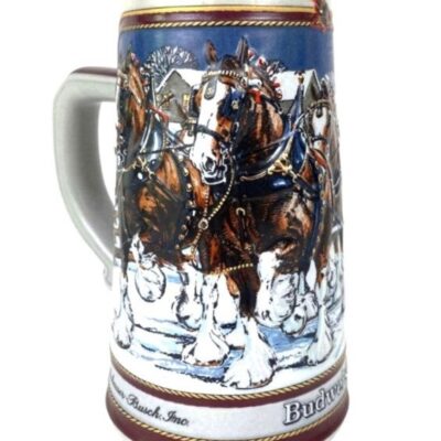 Vintage Ceramarte Budweiser Stein Clydesdale Horses Scene Depicted – Collectable