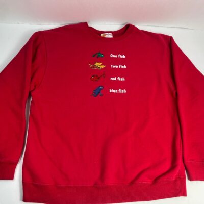 Vintage 1990s Dr Seuss One Fish Two Fish Red Fish Blue Fish Sweatshirt Large