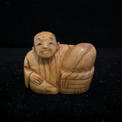 Antique Signed Hand Carved Bovine Bone Netsuke