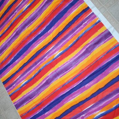 John Kaldor Fabric makers Striped Party Cloth Blue Purple Red Yellow 46 x 67