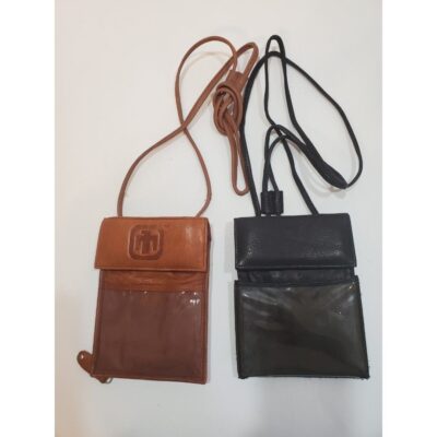 Vintage Leather Travel/Meeting ID Pouch.  Set Of 2.  Each Pouch is 7″ x 5″