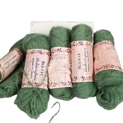 (6) VTG Bernat mohairspun sage green worsted yarn