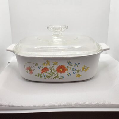 Set of 2 vintage wildflower casserole dishes with lids