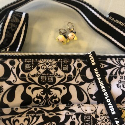 Harajuku lovers lot black and white purse and pierced earrings