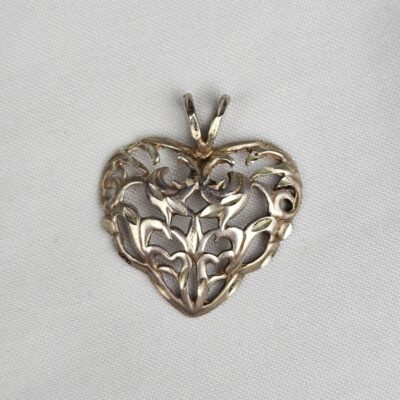 Vintage Sterling Silver Ornate Filigree Heart Pendant