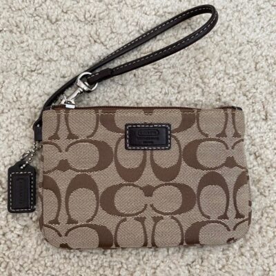 NWOT Coach Brown Logo Wristlet