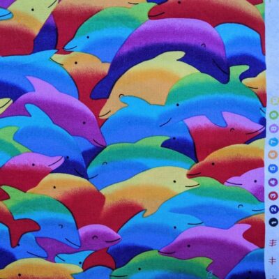 NWOT 90s Rainbow Dolphin cotton by Timeless Treasures for Hi-Fashion Fabrics