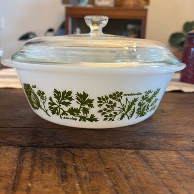 Vintage Glasbake Herb Dish