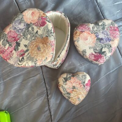 Vintage Fabric Silk Lined Nesting Hearts! Set of 3!