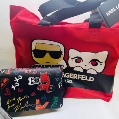 Karl Lagerfeld Red Tote and Shoulder Bag Combo Set – Brand New with Tags