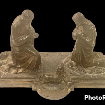 Antique Bronze SAINTE-FAMILLE d’apies catineau M.R. EDITEUR Nativity SIGNED