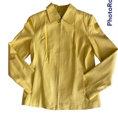 Vintage Women’s Colebrook Yellow Leather jacket size 8 genuine soft leather