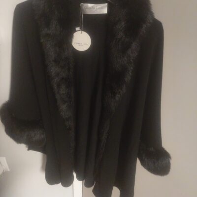 Black evening ponch with furs by Patrizia Luca Milano NWT. Good condition