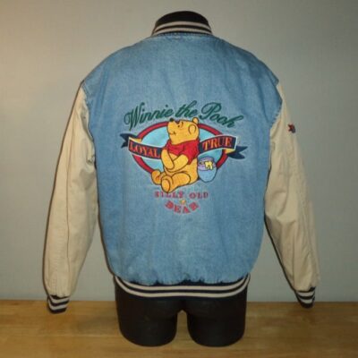 Vintage Disney Winnie The Pooh Varsity Denim Jean Jacket *READ FOR SIZE*