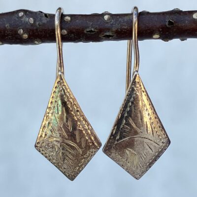 925 Silver Diamond Shape Etched Earrings