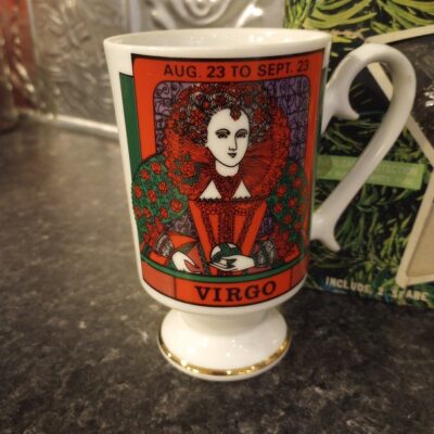 Virgo Vintage footed pedestal coffee cup zodiac royal crown arnart smug mug 2810