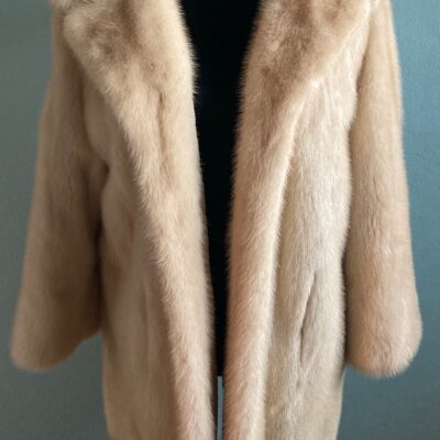 Vintage 50s Levy Wolf Fur Coat Tourmaline Beige Mink Sz Medium