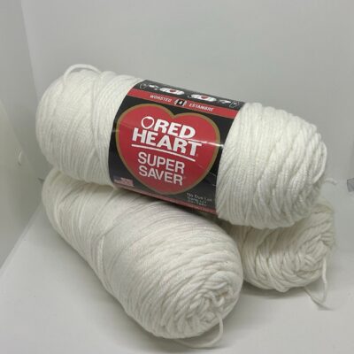 Red Heart Super Saver”White” Yarn (3 Skeins)