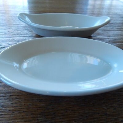 2 VINTAGE Thick IRONSTONE Butter Dishes