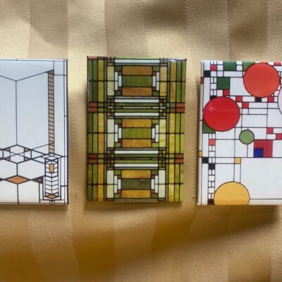 Vintage Frank Lloyd Wright Refrigerator Architectural Window Magnets 1995