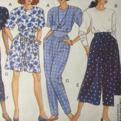 1991 Butterick 5331 Misses Top Skirt Pants 6 – 22 Cotton Knit Challis Broadcloth